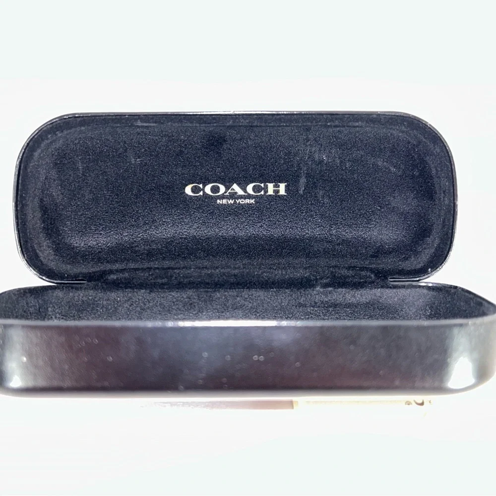 Coach Black Sunglasses Case Large Hard Side Clamshell Glasses Velvet Lining Logo